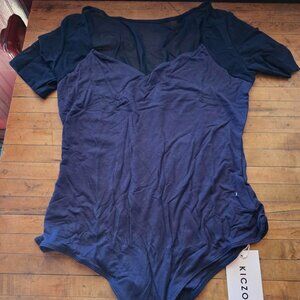 Women's L Blue short sleeve bodysuit
